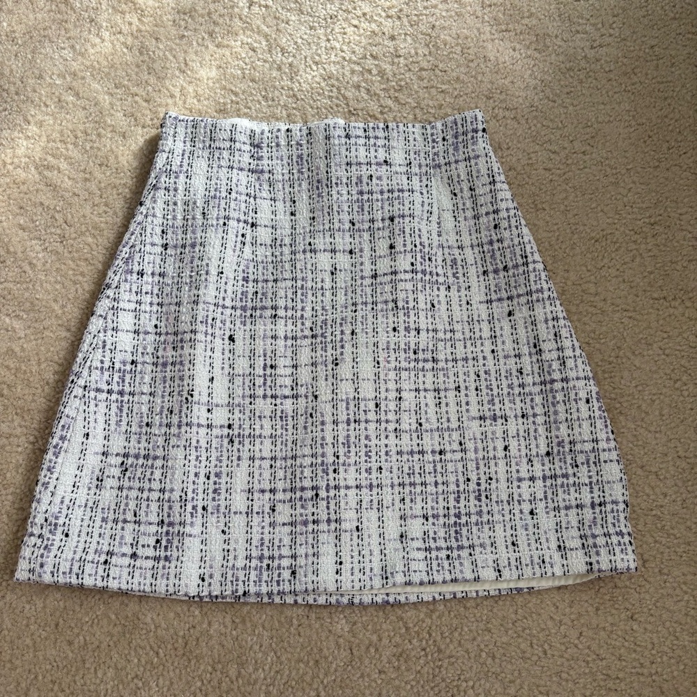 Aritzia Babaton purple and White Tweed A-Line Skirt